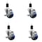 Service Caster 3'' Blue Poly Swivel 1-3/8'' Expanding Stem Caster Set with Brake, 4PK SCC-EX20S314-PPUB-BLUE-TLB-138-4 - alternate 1